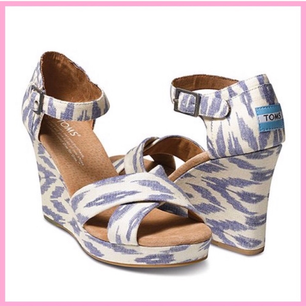 TOMS | Ikat Print Hemp Strappy Wedge Sandals
